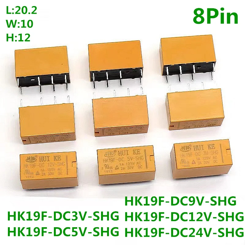 

25pcs Relay HK19F-DC3V-SHG HK19F-DC5V-SHG HK19F-DC12V-SHG HK19F-DC24V-SHG HK19F 3V 5V 9V 12V 24V 8PIN 2A Relays