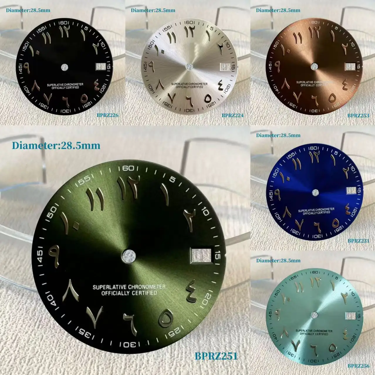 Esfera con números arábigos con logotipo de 28,5mm, esfera con logotipo nh35 S adecuada para movimiento nh 35, logotipo verde árabe, herramientas de reparación de accesorios para reloj