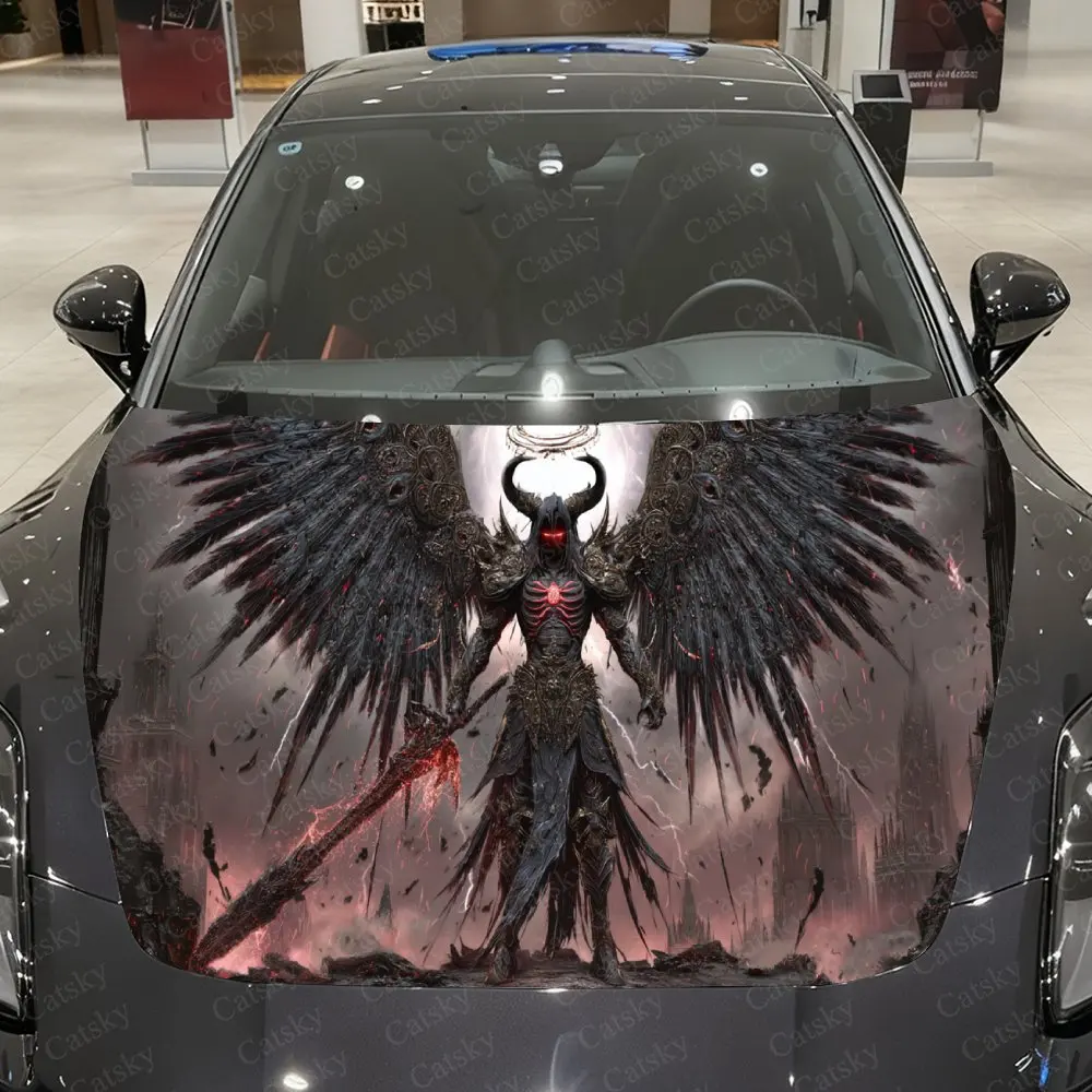 

Виниловая пленка для автомобиля «Ангел с черными крыльями» Crimson Heart, водонепроницаемая наклейка на капот из ПВХ, самоклеящиеся устойчивые к царапинам наклейки