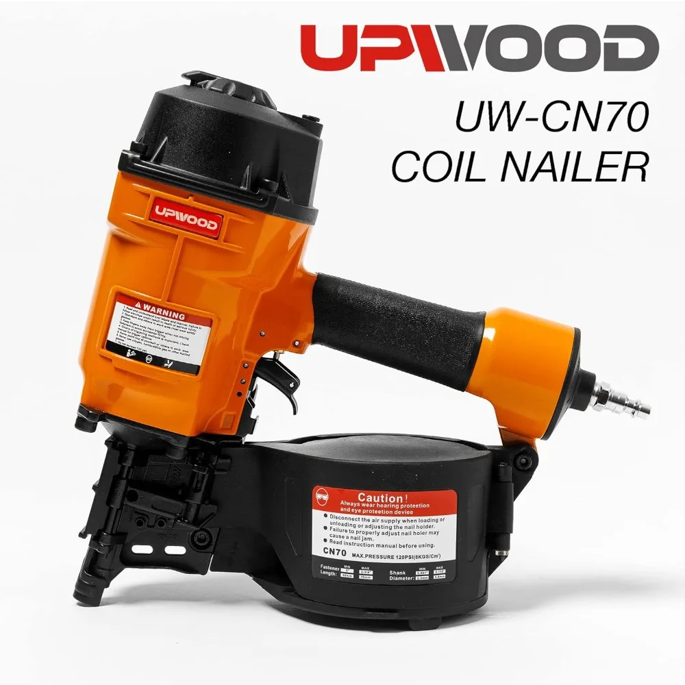 Chiodatrice a bobina pneumatica CN70 di UPWOOD, da 2 pollici a 2-3/4 pollici Pistola sparachiodi per rivestimenti a spirale da 15 gradi Chiodatrice per recinzione a tiro rapido Bobina pneumatica