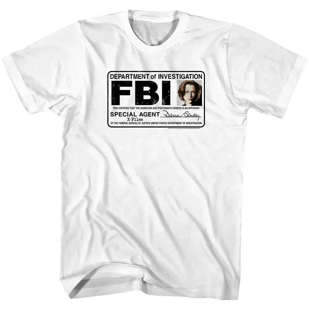 X Files FBI Special Agent Dana Scully Mens T Shirt ID Badge Gillian Anderson Top