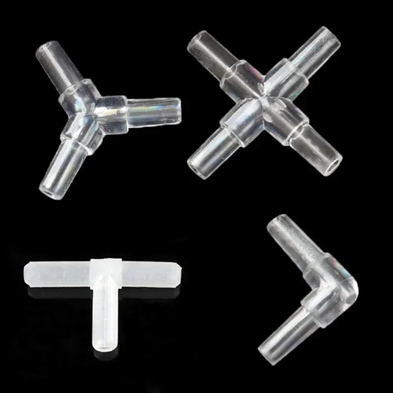 10pcs/lot 4mm 2/3/4 ways Aquarium Fish Tank Air Pump Connector T Shaped Connector Control Valve Air Pipe Tube Accessories