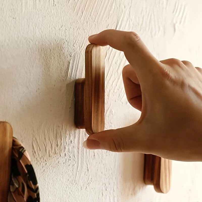 Walnut Tone Smooth Polished Wood Wall Hanger, Simple Modern Solid Wood Single Hook, Multi-Purpose Wall Mount Storage Hook Bulk Supply