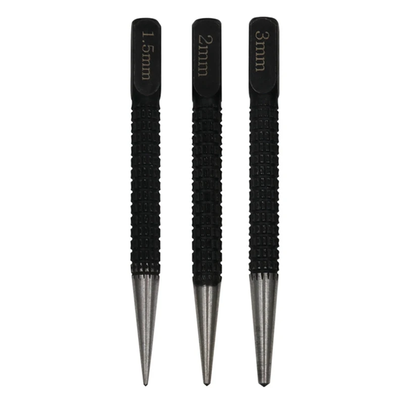 3PC Center Punch Positioning Punch Drilling Fixer Black Cylindrical Nail Punch Pin Tool Spare Parts Accessories 1.5Mm/2Mm/3Mm