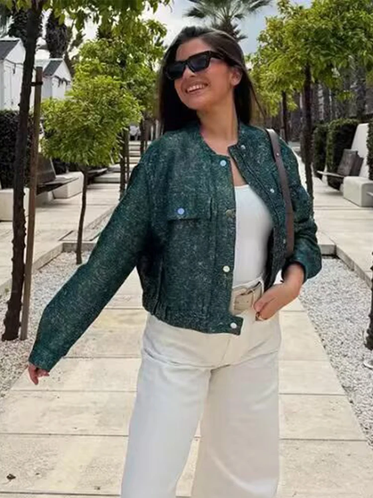 

Elegant Green Sequin Jackets Women Embroidered Long Sleeve Street Fashion Zipper Outerwear Lady Party Daily Autumn Commute Coat