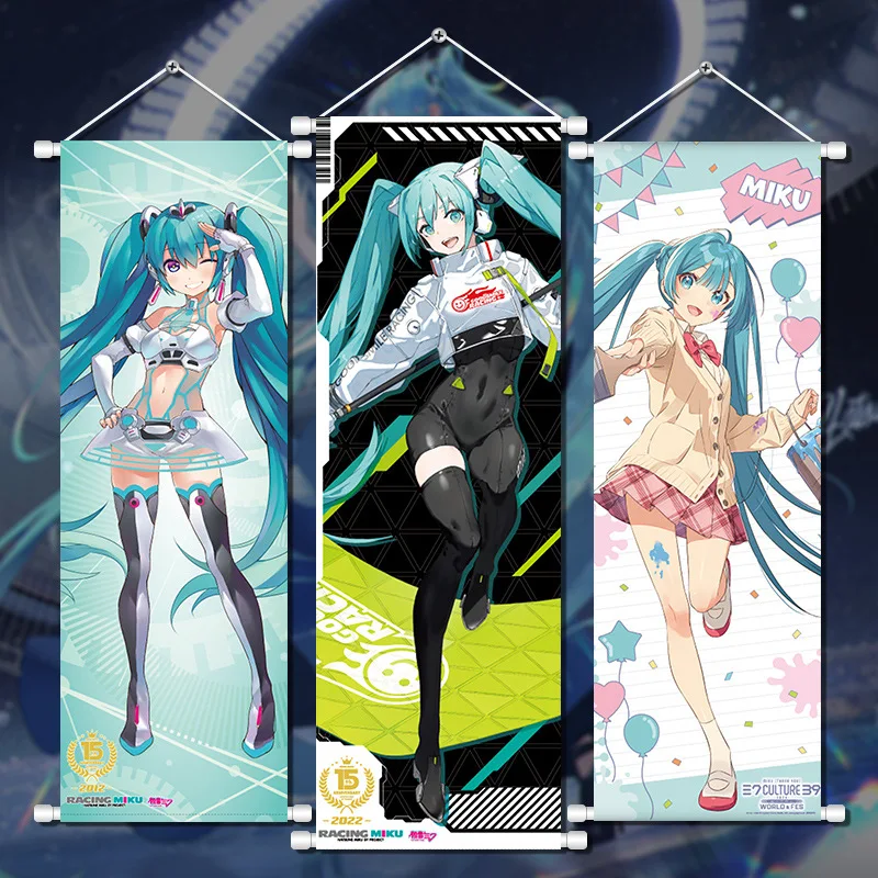 70x25cm Miku Room Decoration Wall Decoration Cartoon Miku Hanging Painting Long Scroll Holiday Anime Goods Support Poster