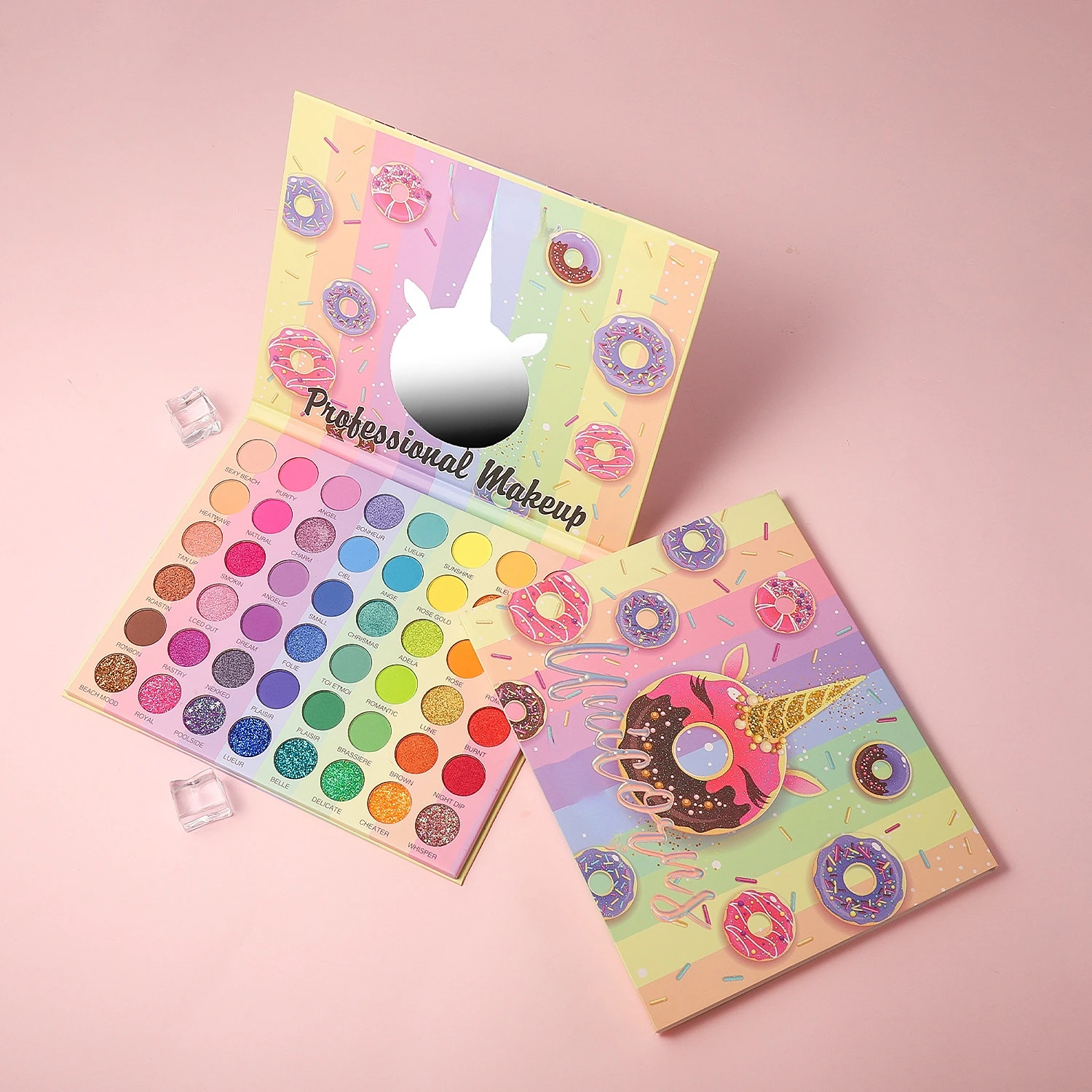 

Doughnut Cute Pattern 48 Color Pearlescent Matte Large Plate Neon Metallic Eye Shadow Plate Shadows Palette Set Kit