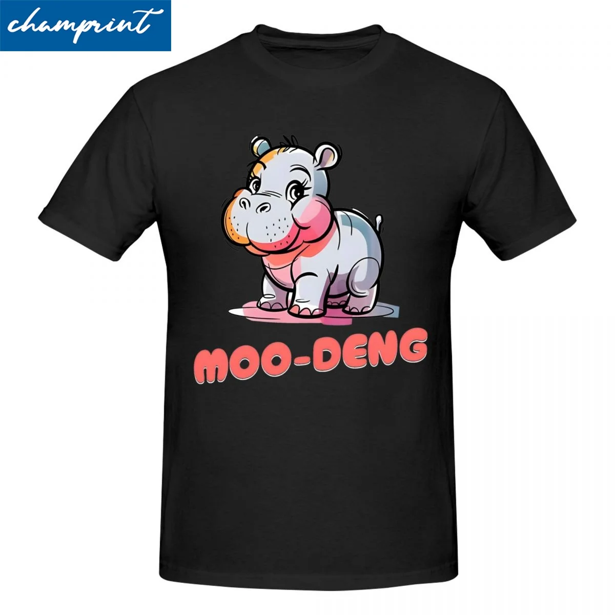 Men Women Moo Deng Baby Pygmy Hippo In Thailand T Shirts 100% Cotton Clothing Short Sleeve Tee Shirt Graphic Printed T-Shirts