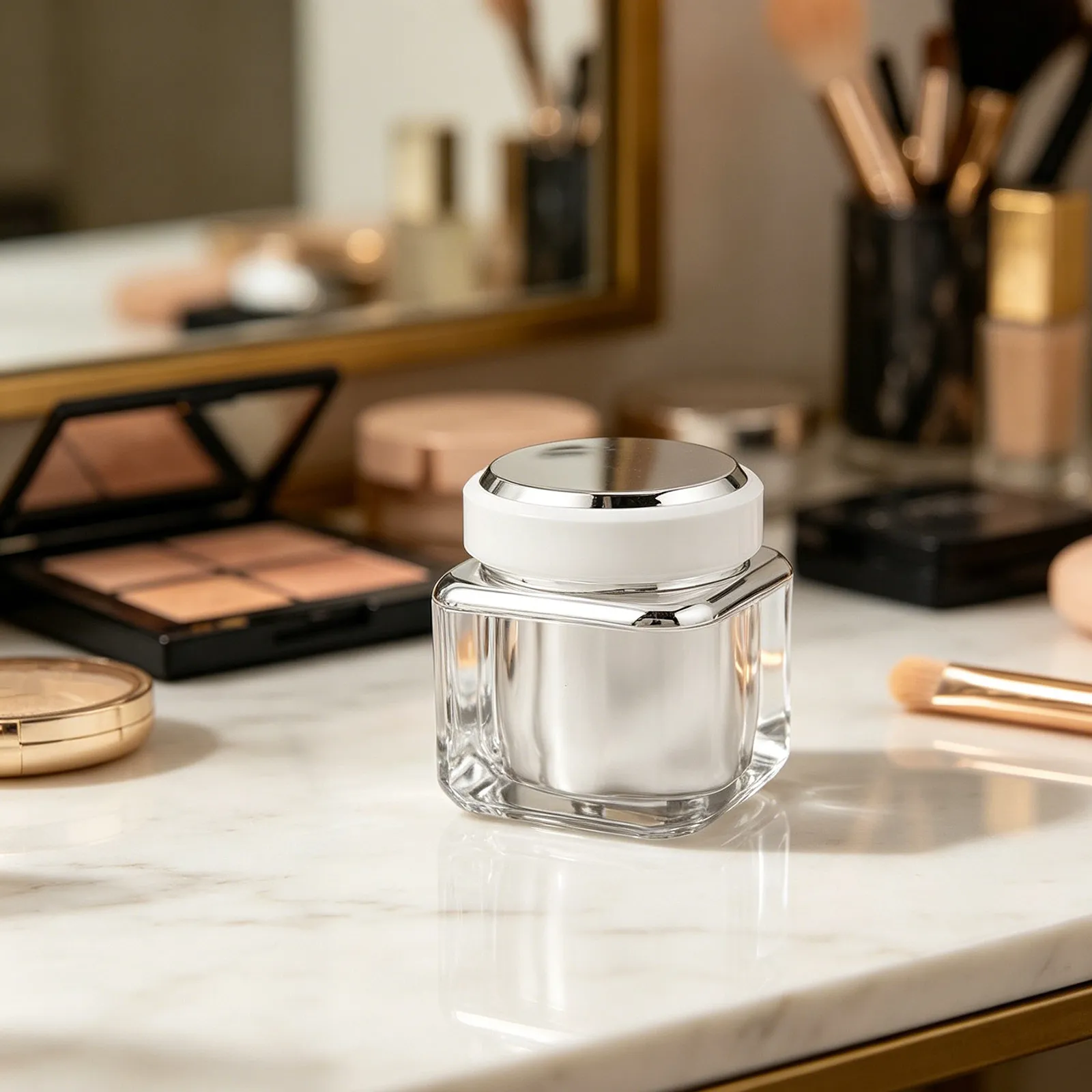 2Pcs Acrylic Jars Refillable Matte Lid Compact Face Cream Storage Jars Empty Makeup Containers for Moisturizer
