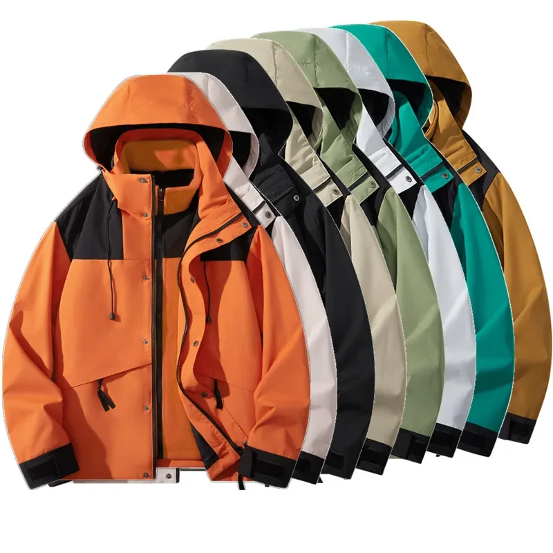 GL Men Windbreaker Jacket Autumn Winte3-in-1 Detachable  Anti-storm Jacket Warm Fleece Waterproof Coat Outdoor Mountain Clothing