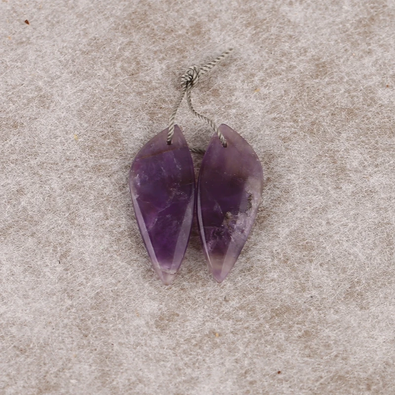 

Natural Stone Amethyst Oval Shape Earring Beads 30x12x4mm 3.8g Fashion Jewelry DIY Gemstone Earrings Accessories for Women