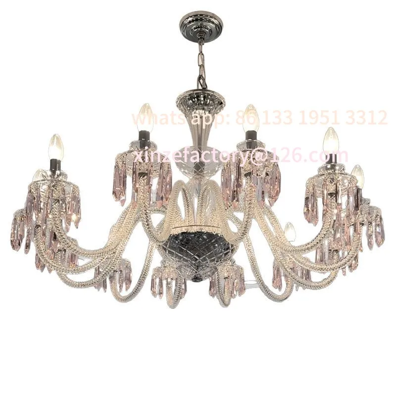 

Chandelier Stair Designer Hollow Duplex Villa Retro Bedroom Pink Crystal Chandelier