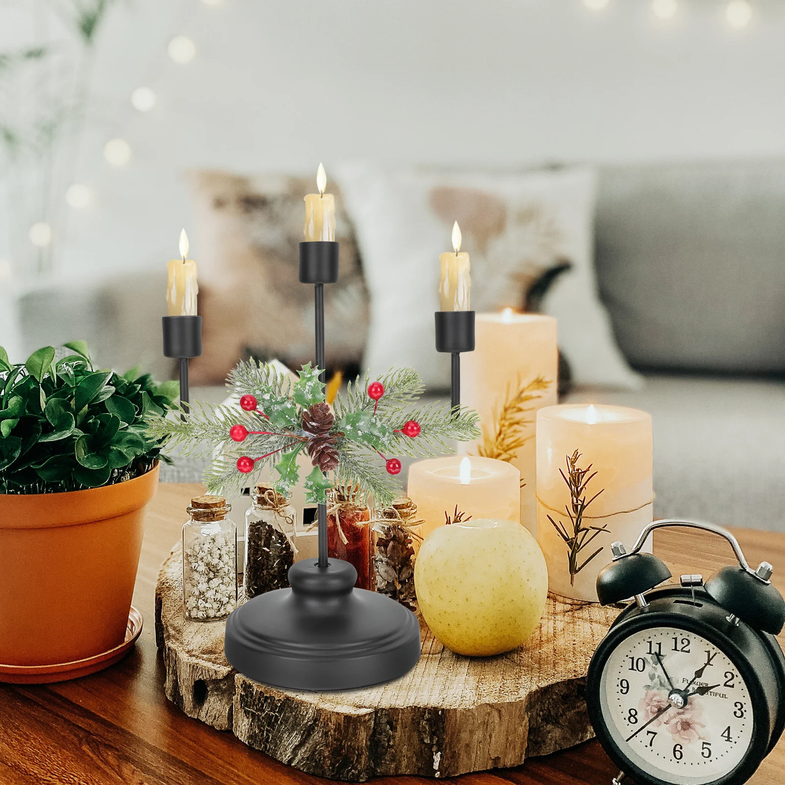 

Christmas Iron Stand Decorative Holder with Stable Base for Desktop Xmas Centerpiece Gift Lovely Candleholders