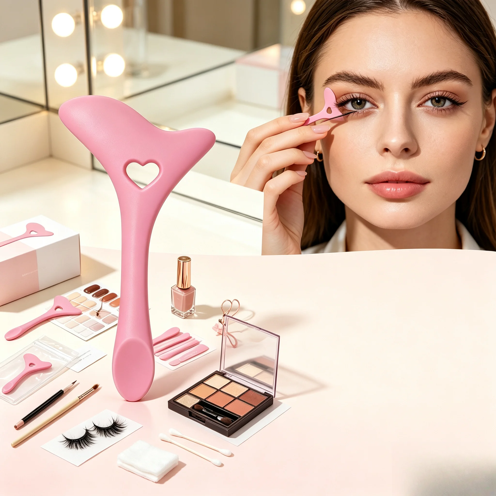 New Beginner-Friendly Multifunctional Makeup Eyeliner Assistance & Lash Stamp Tool with Positioning Silicone Eyeliner Guide