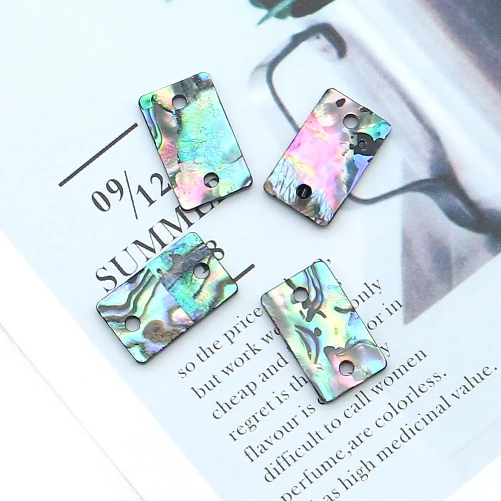 

Exquisite Natural Colorful Abalone Shell Polished Geometric Rectangle Single-Hole Loose Pendant DIY Necklace Jewelry Accessories
