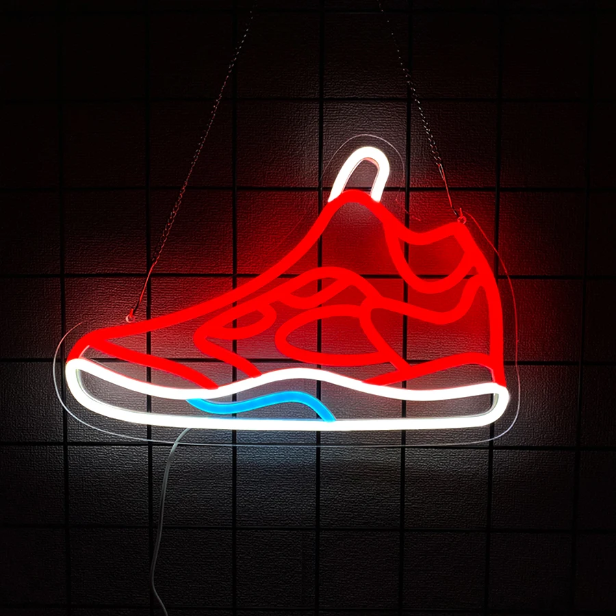 Sneaker LED Neon Sign, USB Colorful Wall Light for Boys Bedroom, Hanging Decor for Bar Man Cave Clothing Store Window, Gift