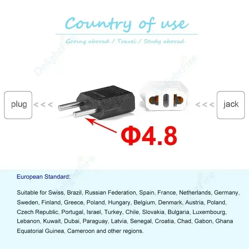 EU Plug Adapter American KR US To EU Universal Travel Adapter European Electric Plug Converter Euro Power Socket AC Outlet