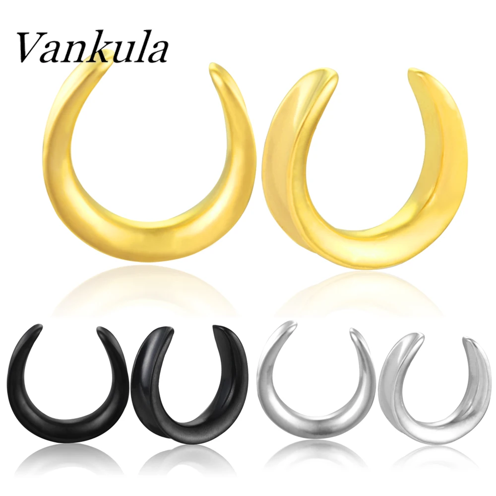 Vankula 316L Stainless Steel Ear Flesh Tunnels Multi Colors Saddle Ear Plugs Weights Body Jewelry Gift For Women Men