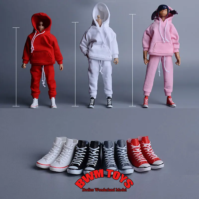 

In Stock 1/12 Scale Soldier High Top Trendy Lace Up Canvas Shoes Model Clothes Accessories For 6inch Action Figure Doll Body