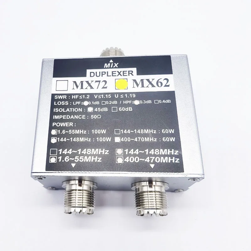 Portable MX62 HF+UHF+VHF Duplexer Different Frequency Transit Station Ham Antenna Combiner for FT857D FT911 ATAS-120A