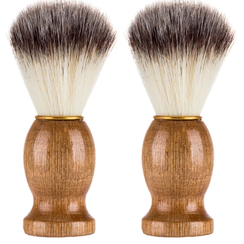 Brosse de rasage avec manche en bois pour hommes, cheveux de blaireau naturels, outil de rasage d\'appareil, livres de barbe qualifiée ale, salon de