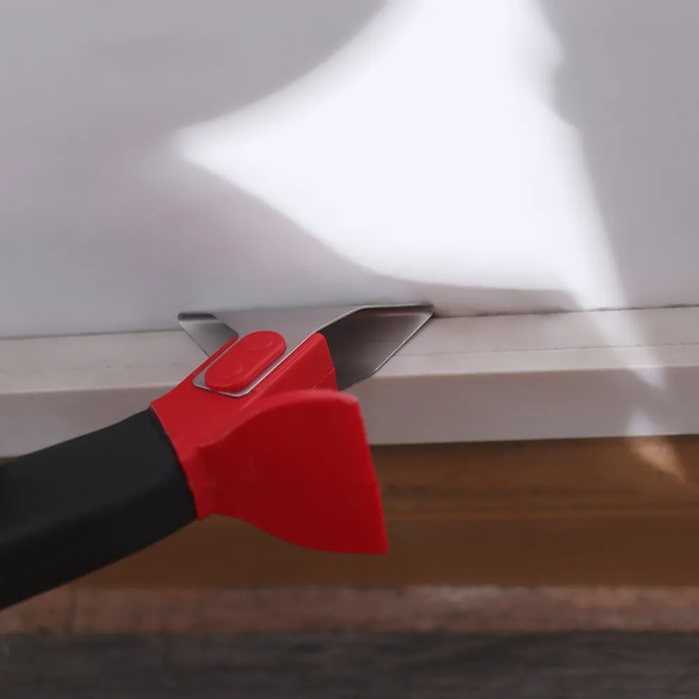 Herramienta de calafateo 3 en 1 para llenado de huecos, raspador de pegamento con agarre ergonómico multifunción, tablero de espolvoreado duradero de acero inoxidable para baño