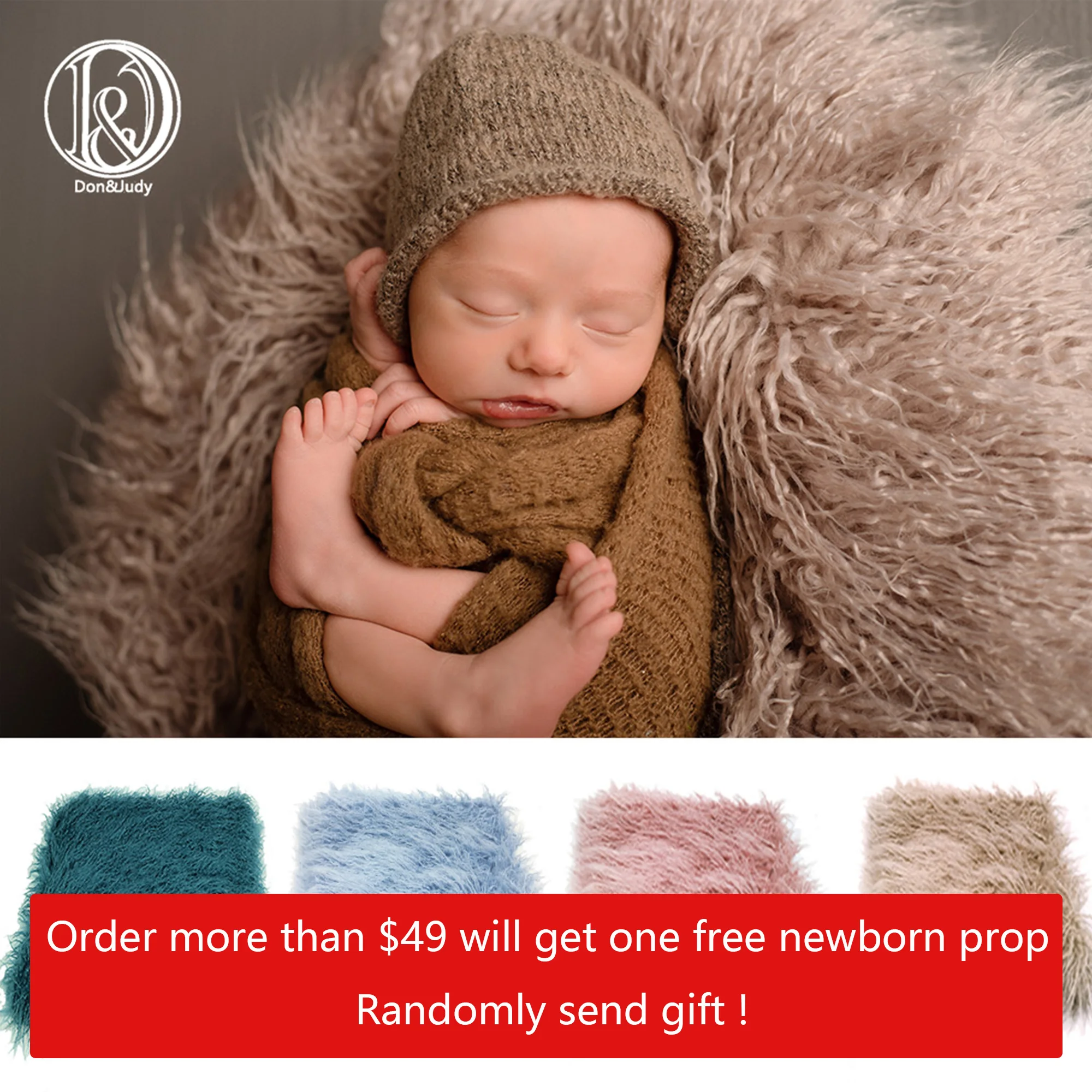 D&J Newborn Faux Fur Layer Basket Filler Stuffer Photo Shoot Prop Baby Photography Backdrop Background Infant Blanket Studio