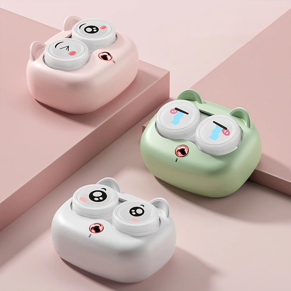 Portable Cat Shape Vibration Cute Colored Contact Lens Case For Cleaner Washer Machine Battery Powered Party Gift Idea