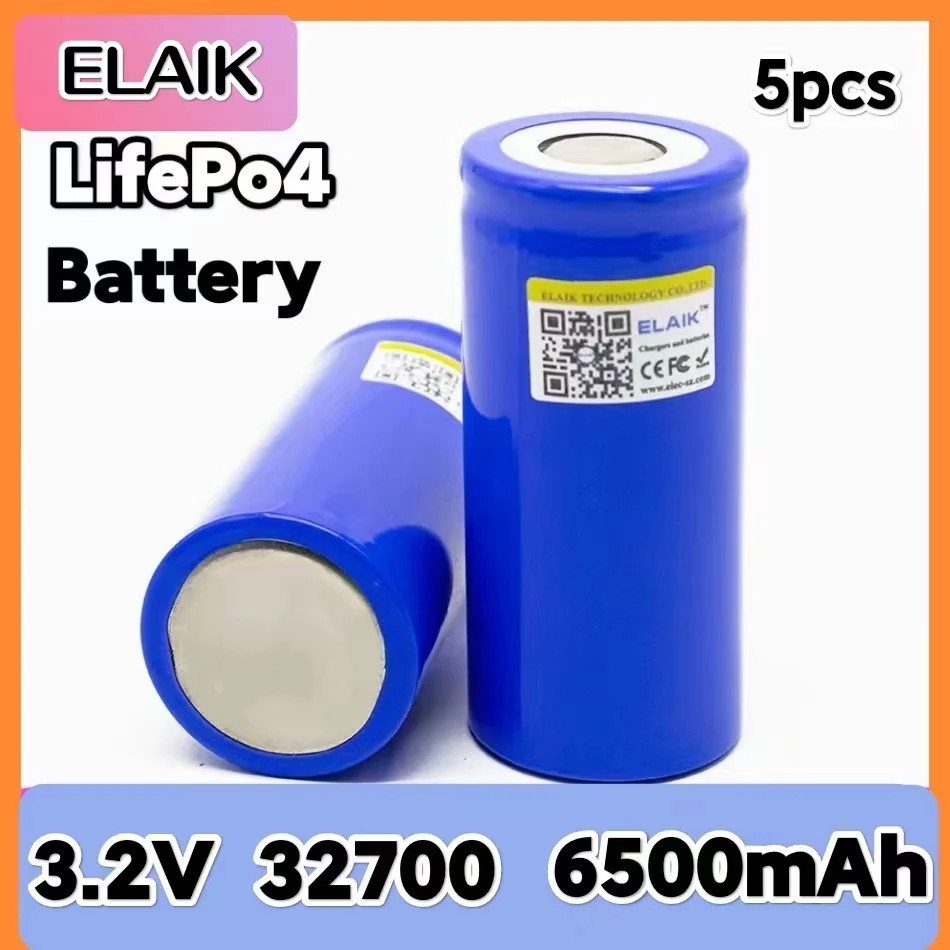 ELAIK 5PCS Lifepo4 32700 3.2V 6500mAh Rechargeable Battery Lithium Iron Phosphate 35A Continuous Discharge Maximum 55A original