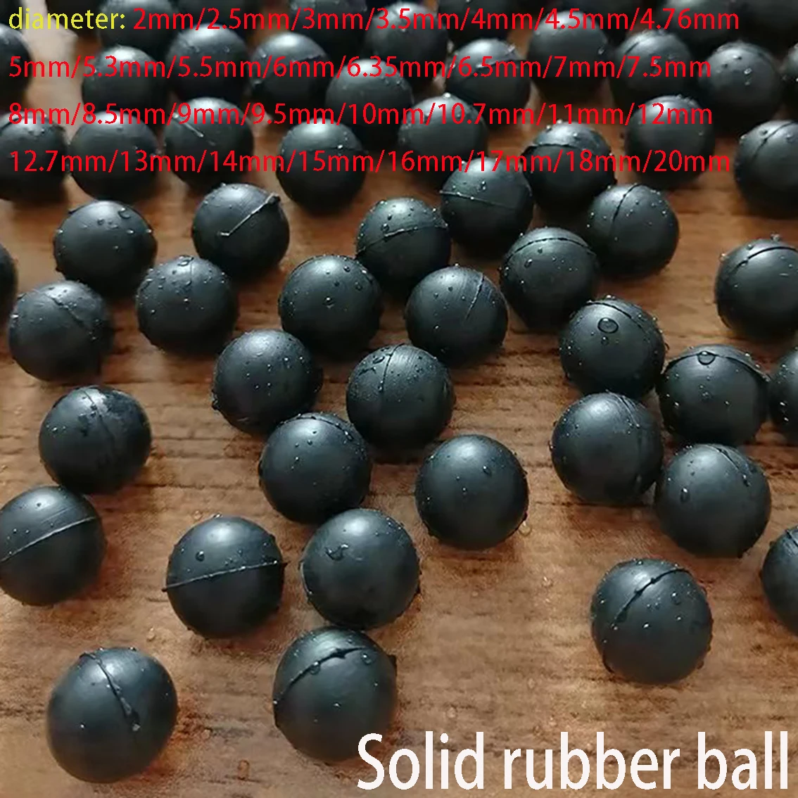 50PCS Solid Rubber Ball Diameter 2/2.5/3/3.5/4/4.5/4.76-17/18/20mm Black Circular Wear-resistant Check Valve Rubber Ball