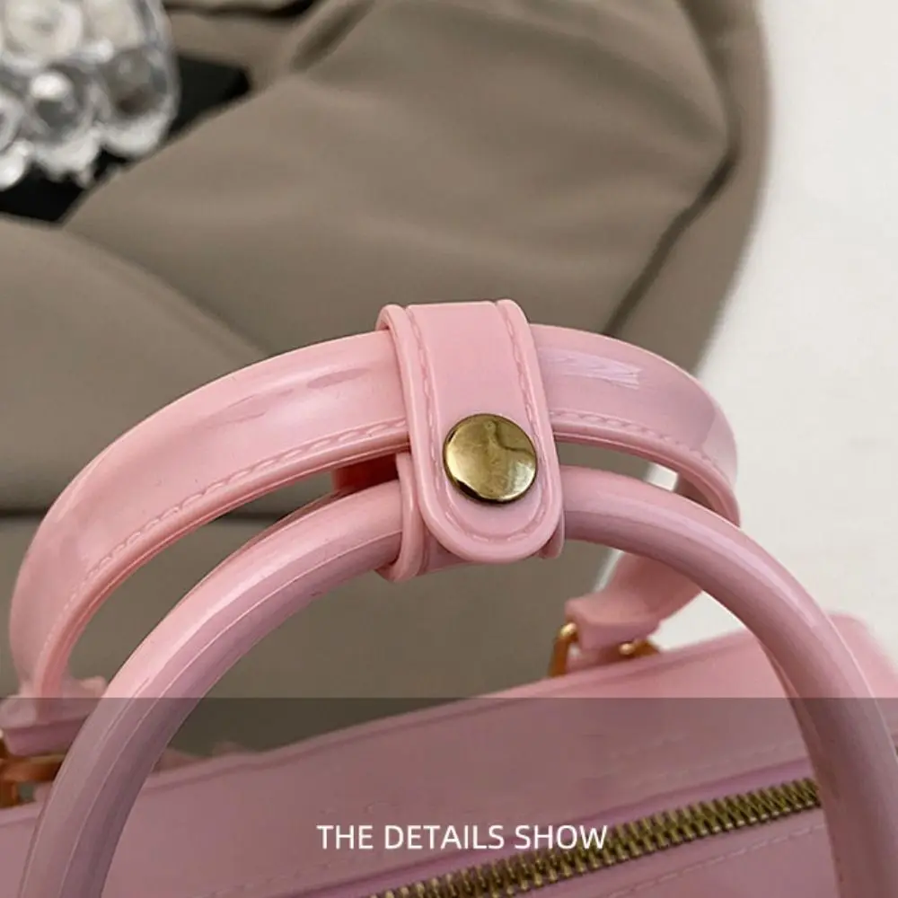 단색 젤리 호보 핸드백 캐주얼 방수 여름 크로스바디 백 PVC 오염 방지 크로스바디 사첼 화장품 수납