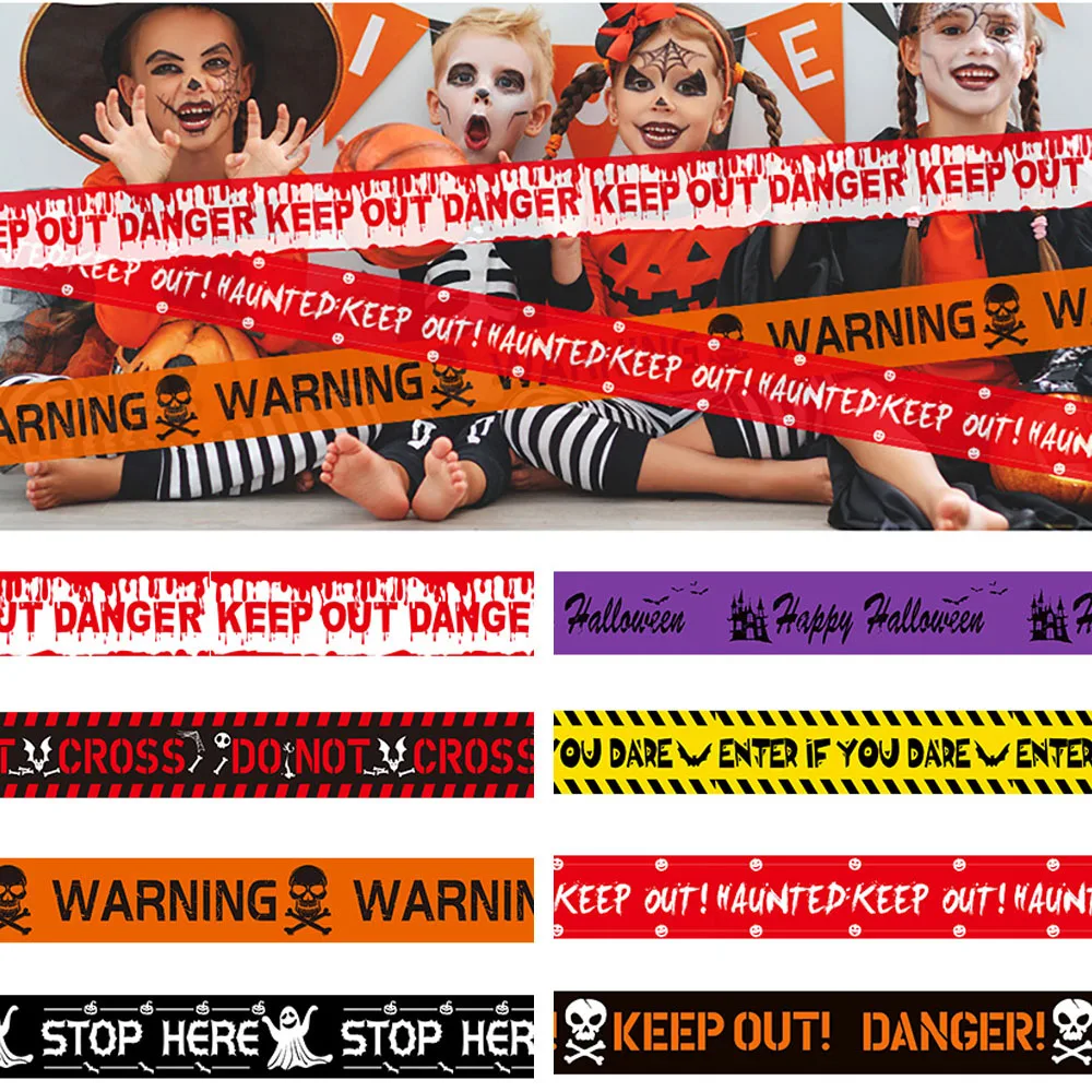 Halloween-Dekorationsklebeband, Warnlinie, Warnbandschilder, Fenster, Wand, Gefahr, Dekoration, Requisiten – Detail 1