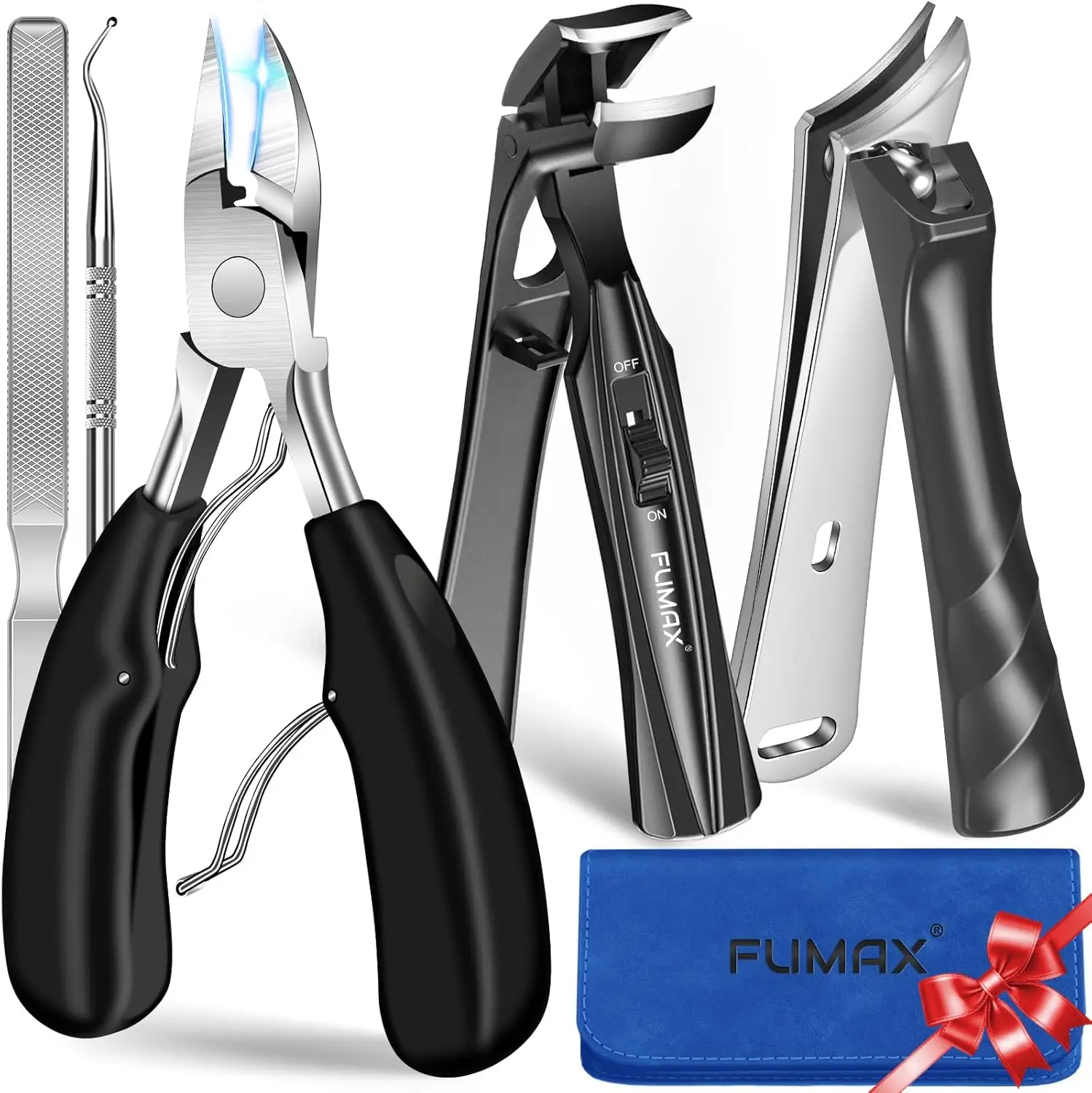 

Heavy Duty Toenail Clippers for Thick Nails, Angled Large Set with Ergonomic Handle, Gifts for Men & Women