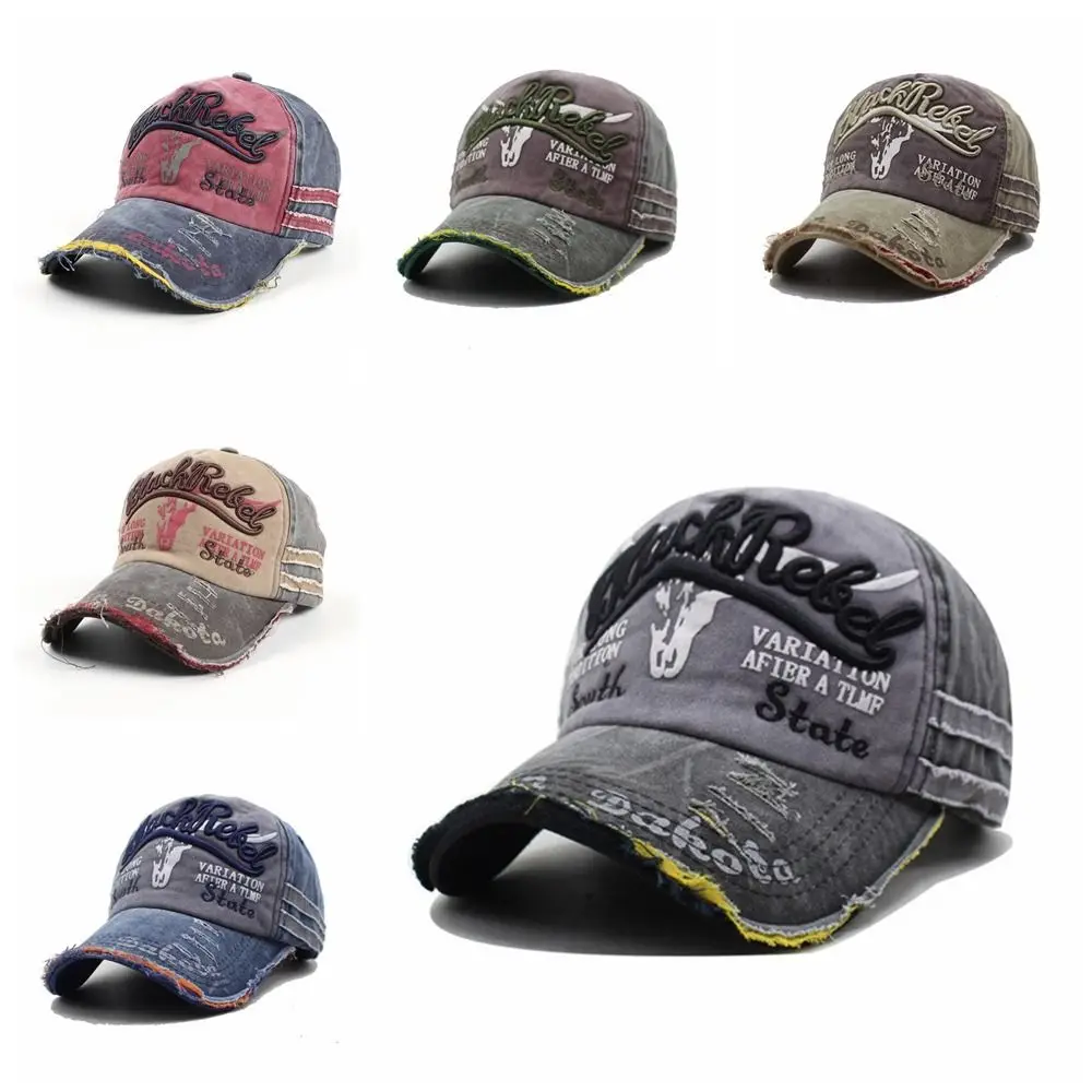 قابل للتعديل قبعة بيسبول مغسولة القطن الترفيه إلكتروني التطريز بلغت ذروتها قبعة واقية من الشمس المرقعة اللون فاسق قبعة الشمس الشارع الشهير #6