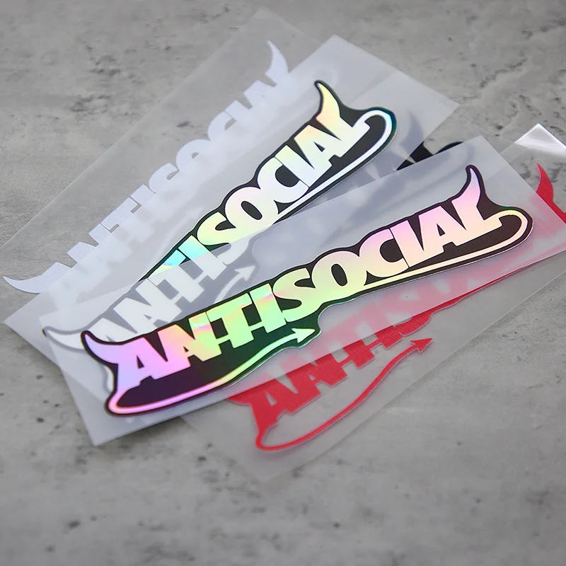 1 adesivo personalizado do capacete sociopático do pequeno demônio, vinil decorativo durável impermeável da capa do risco da motocicleta,