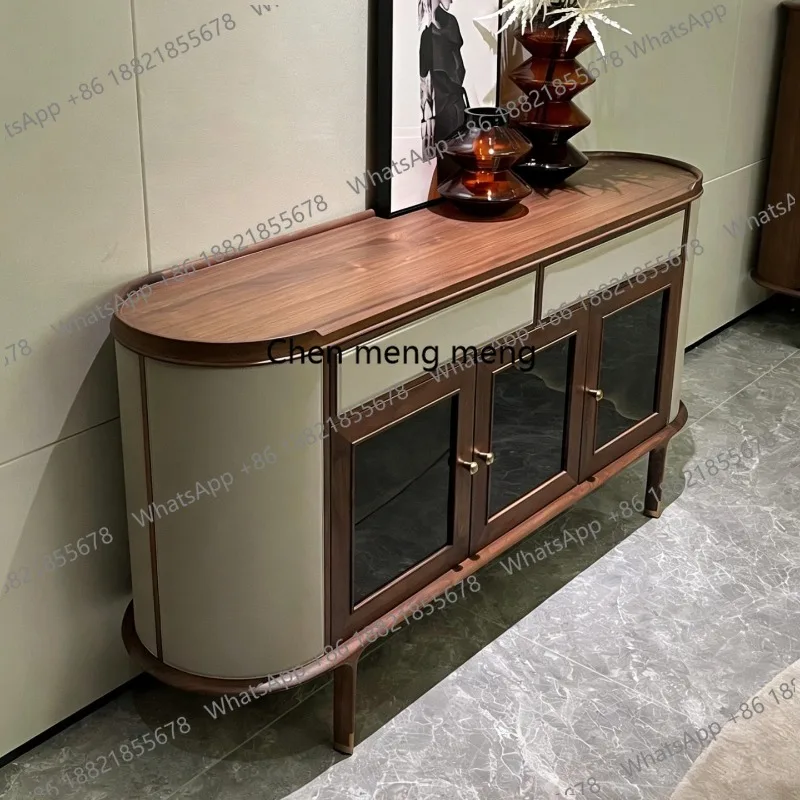 sideboard living room storage all solid wood display simple glass cabinet