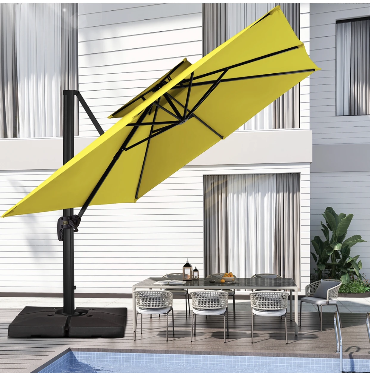 Portable Table with Roman Solar Umbrella with Fan Red Blue Umbrella Green Yellow Umbrella Automatic Novelty