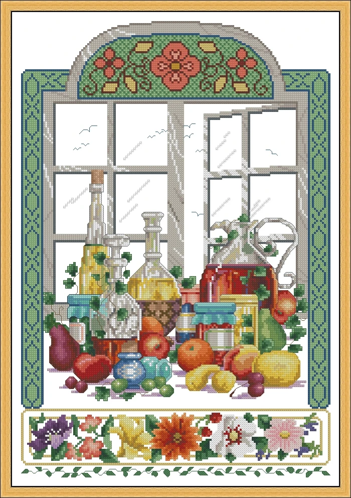 Janlynn 105-10 Fruits and Glassware on a Window Sill Needlework Kit  Cross Stich   Cross-stitch Embroidery Set Stitch Kit