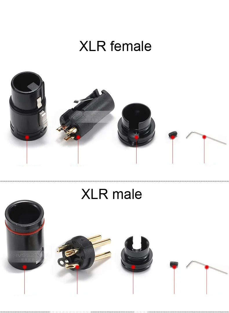 20 шт. 3-контактный XLR новый высококачественный черный корпус золотой штифт короткий профессиональный 3-контактный прямоугольный XLR штекер «папа-мама» три ядра