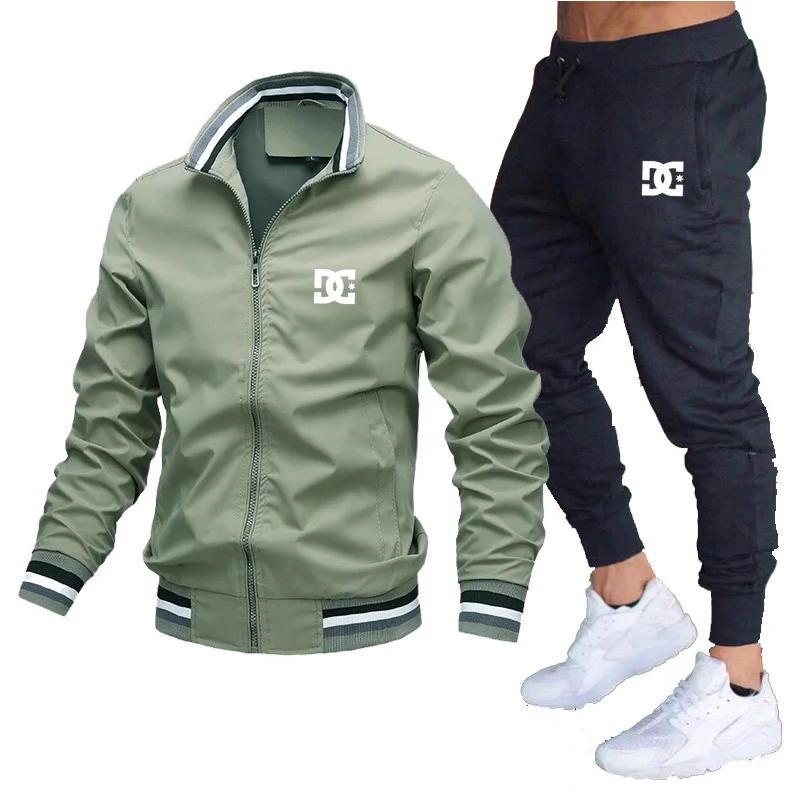 2024 Spring New Men's Sets Jacket and Sweatpants 2-piece Set Casual Spliced Pants Baseball Stand Neck High Quality Jogging Jacke