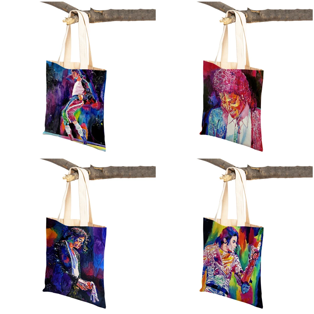 Michael Jackson Shopping Bag Double Print Shopper Supermarket Bags Design Women Handbag Eco Portable Convenient Storage Tote