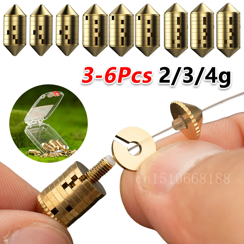 3/6Pcs Fishing Sinker Quick Weights Carp Sinkers Sharped Sinkers Copper Adjustable Fishing Weight Tools for Saltwater Freshwater