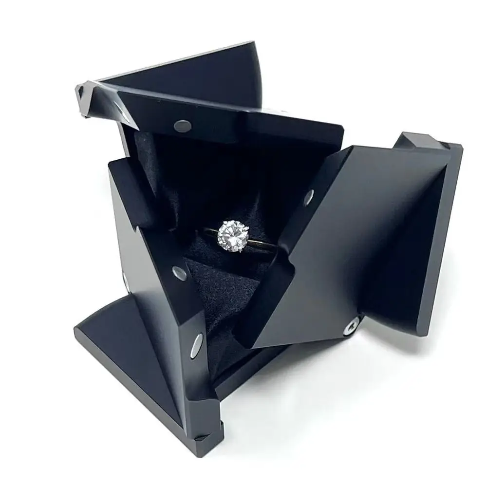 Gifts Rotating Kinetic Energy Ring Box Cool Portable Mechanical Deformation Jewelry Box Cube Boxes Jewelry Storage Display Hold