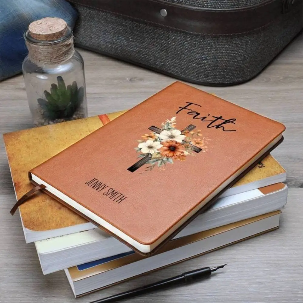 

Office Supplies PU Leather Prayer Journal Flower Design Sketchbook Kraft Diary Stationery Vintage Note Book Teachers