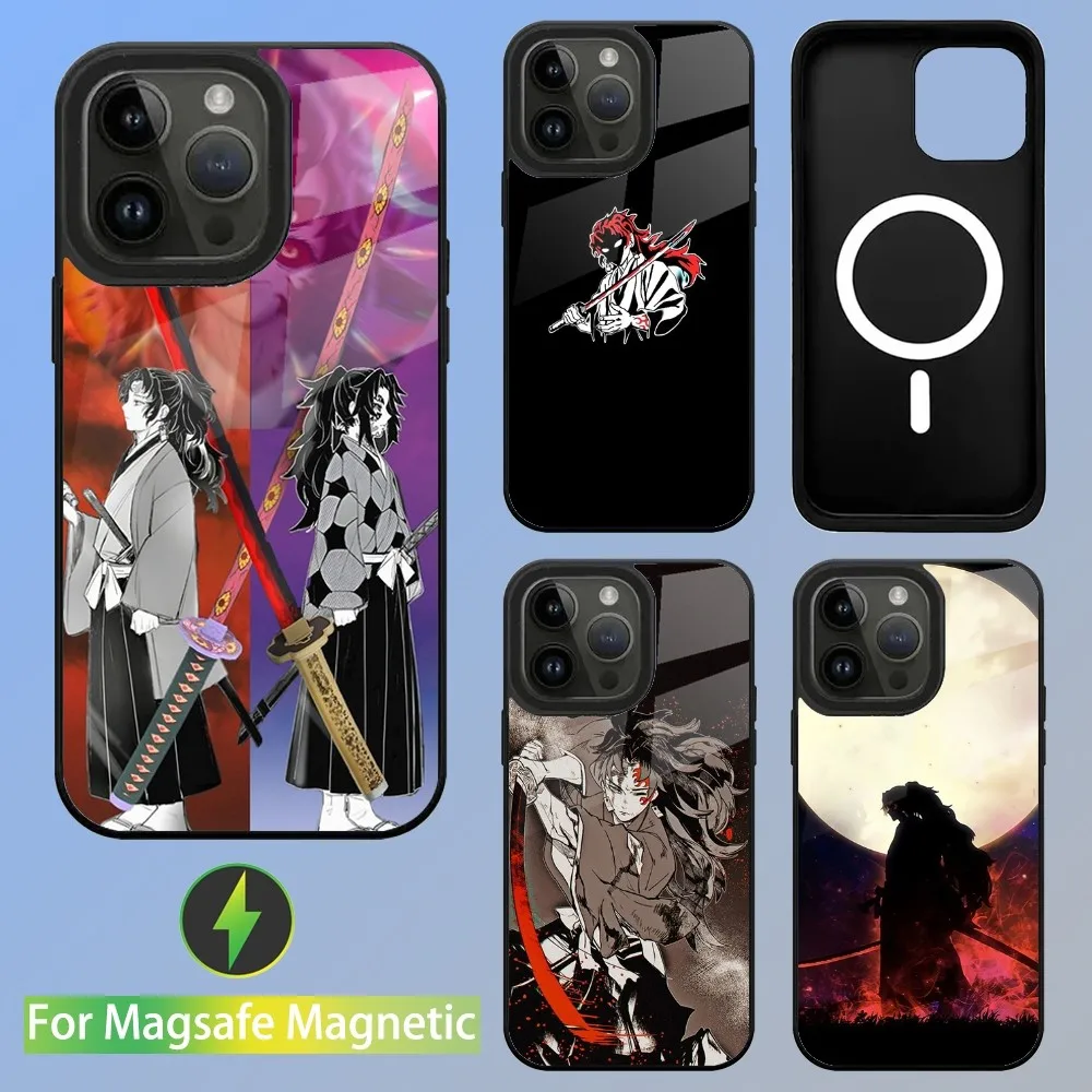 D-Demon S-Slayer Yoriichi Tsugikuni телефонный чехол для iPhone 15,14,13,12,11,Plus,Pro,Max Mini Magsafe Магнитная Беспроводная зарядка