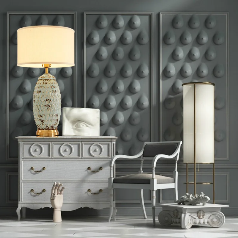 SAMAN  Modern Ceramic Table Light LED Creative Fashionable Bedside Desk Lamp for Home Living Room Bedroom Hotel Decor