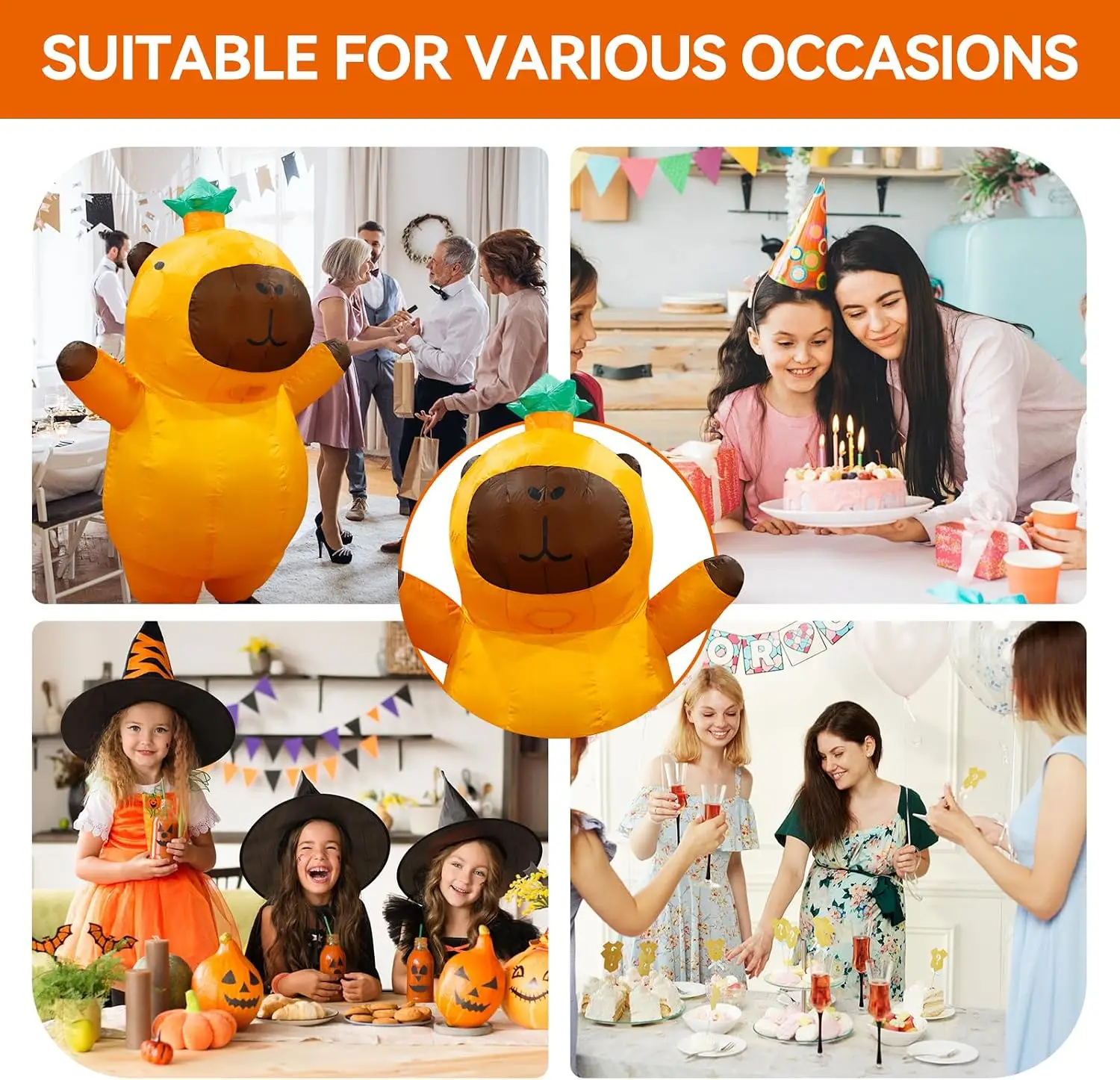 Capybara Inflatable Costume Adult, Funny Inflatable Costumes Blow up Suit Costumes for Adult,Party Cosplay Halloween Costumes view 6