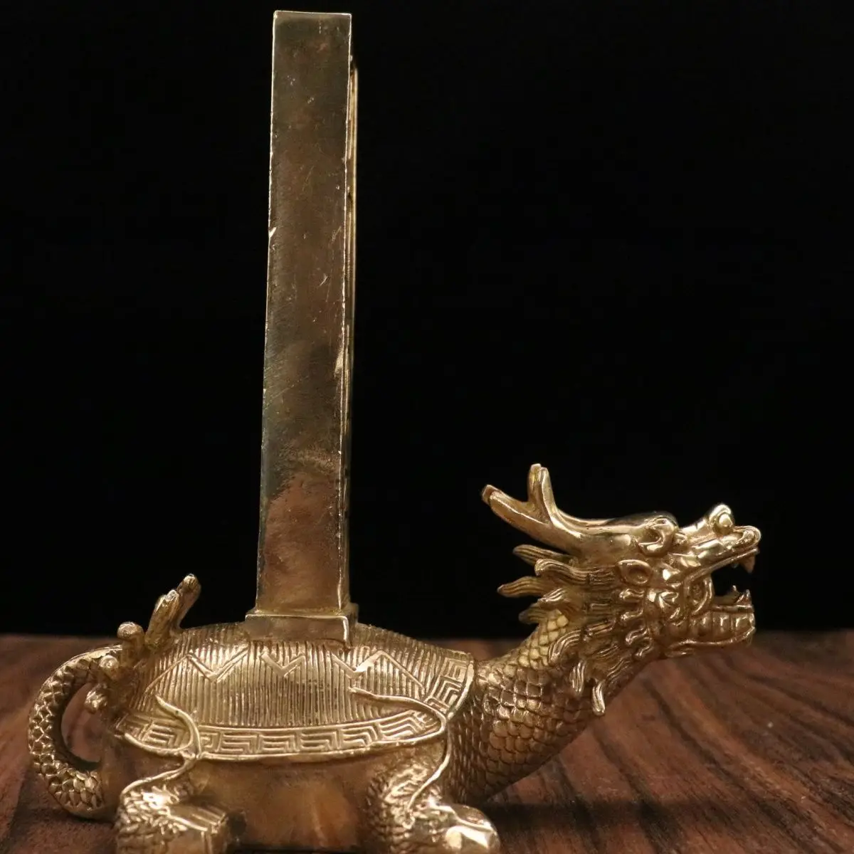 Brass Bixi Ornament, Divine Dragon Turtle Stele-Carrier, One of Dragon Nine Sons, Symbolizing World Peace
