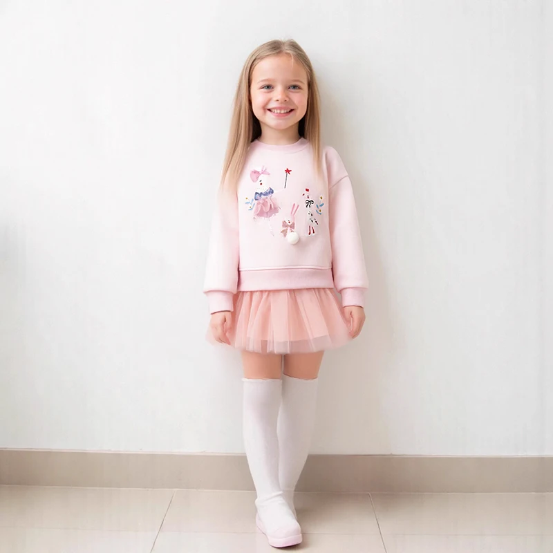 

SAILEROAD, детская одежда, осень-весна 2021, хлопковое платье с мультяшной танцевальной мышью и аппликацией, платья с длинными рукавами для маленьких девочек, Vestidos