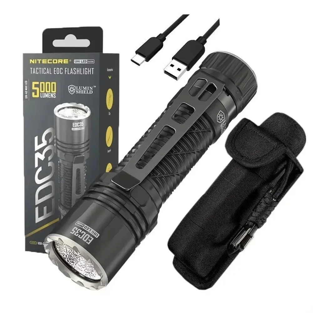 Ultra Bright Rechargeable EDC Flashlight 5000LMS NiteLab UHi LED Powerful Torch Lighter with Battery for Self Defense Camping